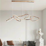 Nordic Minimalist Rose Gold LED Pendant Light Adjustable Modern Ring Chandelier 150cm - Front View