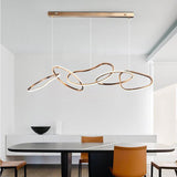 Nordic Minimalist Rose Gold LED Pendant Light Adjustable Modern Ring Chandelier 150cm - Top-Down View