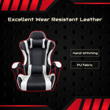 Gaming Chair Office Computer Seating Racing PU Executive Racer Recliner Large Black Red - 45-Degree Angle