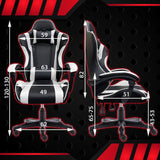 Gaming Chair Office Computer Seating Racing PU Executive Racer Recliner Large Black Red - Rear View