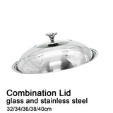 38cm Stainless steel Lid with Glass Window Frypan Casserole Pot Wok Replacement