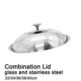 38cm Stainless steel Lid with Glass Window Frypan Casserole Pot Wok Replacement - Front View
