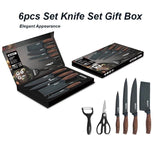6 pieces Kitchen Knife Set Everich Chef Knives Stainless Steel Nonstick Scissor - Front View