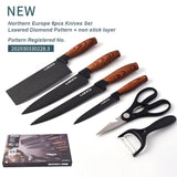 6 pieces Kitchen Knife Set Everich Chef Knives Stainless Steel Nonstick Scissor - Top-Down View