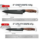 6 pieces Kitchen Knife Set Everich Chef Knives Stainless Steel Nonstick Scissor - Rear View