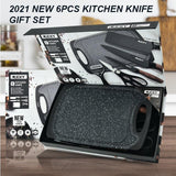 6 pieces Kitchen Knife Set Everich Chef Knives Stainless Steel Nonstick Scissor Cutting Board - Side View