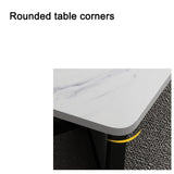 120x60cm Matte Black Minimalist Slate Coffee Table Marble Tea Table Living Room Rectangle Cocktail Side Table Solid Metal Legs - Rear View