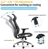Ergonomic office chair Breathable High-Back Mesh Adjustable Lumbar Support 3D Armrests Tilt Function 360° Rotating Wheels - Front View