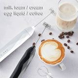USB Charging Electric Egg Beater Milk Frother Handheld Drink Coffee Foamer Black with 2 Stainless Steel Whisks - Side View