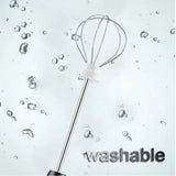 USB Charging Electric Egg Beater Milk Frother Handheld Drink Coffee Foamer Pink with 2 Stainless Steel Whisks - Top-Down View