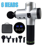 POWERFUL 6 Heads LCD Massage Gun Percussion Vibration Muscle Therapy Deep Tissue Carbon Friber - Front View