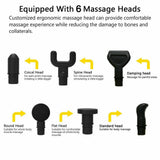 POWERFUL 6 Heads LCD Massage Gun Percussion Vibration Muscle Therapy Deep Tissue Silver - Top-Down View