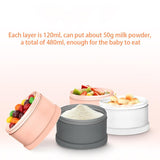 Baby Formula Milk Powder Snack Stackable 4 Layers Dispenser Container Infant Toddler Pink Blue - 45-Degree Angle