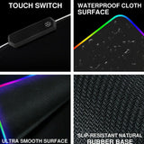 LED Gaming Mouse Pad Large RGB Extended Mousepad Keyboard Desk Anti-slip Mat - Front View