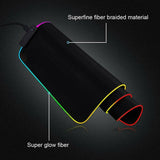 LED Gaming Mouse Pad Large RGB Extended Mousepad Keyboard Desk Anti-slip Mat - Rear View