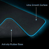 LED Gaming Mouse Pad Large RGB Extended Mousepad Keyboard Desk Anti-slip Mat - Close-Up Angle