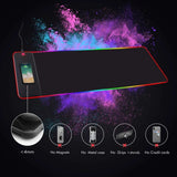 RGB Wireless 15W Oversized Charger Mouse Pad 800x300 MM Gaming Mouse Pad - Rear View