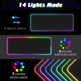 LED Gaming Mouse Pad Large 4 USB Ports RGB Extended Mousepad Keyboard Desk Anti-slip Mat - Front View