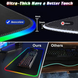 LED Gaming Mouse Pad Large 4 USB Ports RGB Extended Mousepad Keyboard Desk Anti-slip Mat - Side View