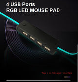 LED Gaming Mouse Pad Large 4 USB Ports RGB Extended Mousepad Keyboard Desk Anti-slip Mat - Rear View