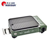 Portable Gas BBQ Stove PRO Grill Plate Burner Butane Camping Gas Cooker With Non Stick Pan and Lid - Top-Down View