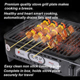 Portable Gas BBQ Stove with PRO Grill Plate Outdoor Barbecue Cooking Burner Kit Butane Camping - Close-Up Angle