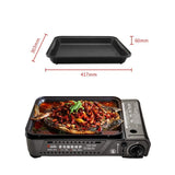 Portable Gas Burner Stove with Inset Non Stick Cooking Pan Cooker Butane Camping 35mm Cooking Pan - Front View