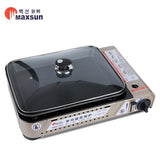 Portable Gas Burner Stove with Inset Non Stick Cooking Pan Cooker Butane Camping 35mm Cooking Pan - Top-Down View
