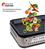 Portable Gas Burner Stove with Inset Non Stick Cooking Pan Cooker Butane Camping 35mm Cooking Pan - Close-Up Angle