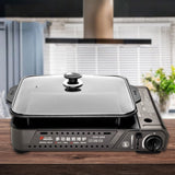 Portable Gas Burner Stove with Inset Non Stick Cooking Pan Cooker Butane Camping 60mm Deep Pan - 45-Degree Angle
