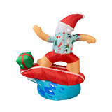 1.8m Inflatable Surfing Santa with LED Lights for Christmas Beach Decor - Front View