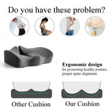 Premium Memory Foam Seat Cushion Coccyx Orthopedic Back Pain Relief Chair Pillow Office Dark Blue - 45-Degree Angle