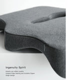 Premium Memory Foam Seat Cushion Coccyx Orthopedic Back Pain Relief Chair Pillow Office Light Grey - Rear View