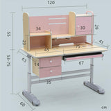 Height Adjustable Children Kids Ergonomic Study Desk Chair Set 120cm Pink AU - Side View