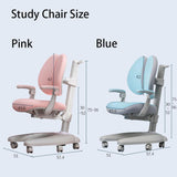 Solid Rubber Wood Height Adjustable Children Kids Ergonomic Study Chair Pink Only AU - Close-Up Angle