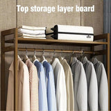 Bamboo Clothes Rack Garment Closet Storage Organizer Hanging Rail Shelf Dress room 110CM - Side View