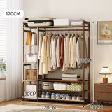 Bamboo Clothes Rack Garment Closet Storage Organizer Hanging Rail Shelf Dress room 120CM - Front View