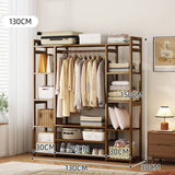 Bamboo Clothes Rack Garment Closet Storage Organizer Hanging Rail Shelf Dress room 130cm - Front View