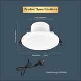 2 PCS NEW RADAR SENSOR LED DOWNLIGHT KIT 90MM 10W NON DIM 3 COLOR IN 1 WARM WHITE COOL WHITE DAY LIGHT TRI COLOR 3000/4000/6000 - Side View
