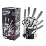 Stainless Steel 8PC Kitchen Chef Knife Block Set Knives Scissor Sharpener AU - Front View