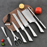 Stainless Steel 8PC Kitchen Chef Knife Block Set Knives Scissor Sharpener AU - Top-Down View