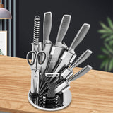Stainless Steel 8PC Kitchen Chef Knife Block Set Knives Scissor Sharpener AU - 45-Degree Angle