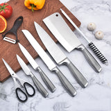 Stainless Steel 8PC Kitchen Chef Knife Block Set Knives Scissor Sharpener AU - Rear View