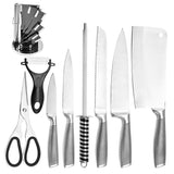Stainless Steel 8PC Kitchen Chef Knife Block Set Knives Scissor Sharpener AU - Close-Up Angle