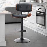 SERENITà European Wooden Black Modern Bar Stools Swivel Bar Stool Chair Counter Height Bar(Black)stool with 360 Degree Swivel Seat - Front View