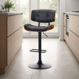 SERENITà European Wooden Black Modern Bar Stools Swivel Bar Stool Chair Counter Height Bar(Black)stool with 360 Degree Swivel Seat - Side View