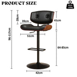 SERENITà European Wooden Black Modern Bar Stools Swivel Bar Stool Chair Counter Height Bar(Black)stool with 360 Degree Swivel Seat - Close-Up Angle