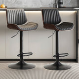 SERENITà European Wooden Modern Bar Stools Bistro Stool with Rotating and Aerodynamic Multi-levelled(Black) - Front View