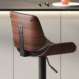 SERENITà European Wooden Modern Bar Stools Bistro Stool with Rotating and Aerodynamic Multi-levelled(Black) - Side View