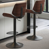 SERENITà European Wooden Modern Bar Stools Bistro Stool with Rotating and Aerodynamic Multi-levelled (Grey) - Top-Down View